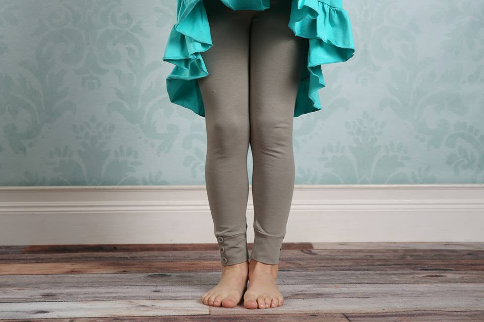 Sutton Button Leggings - Taupe - Pearls and Piggytails