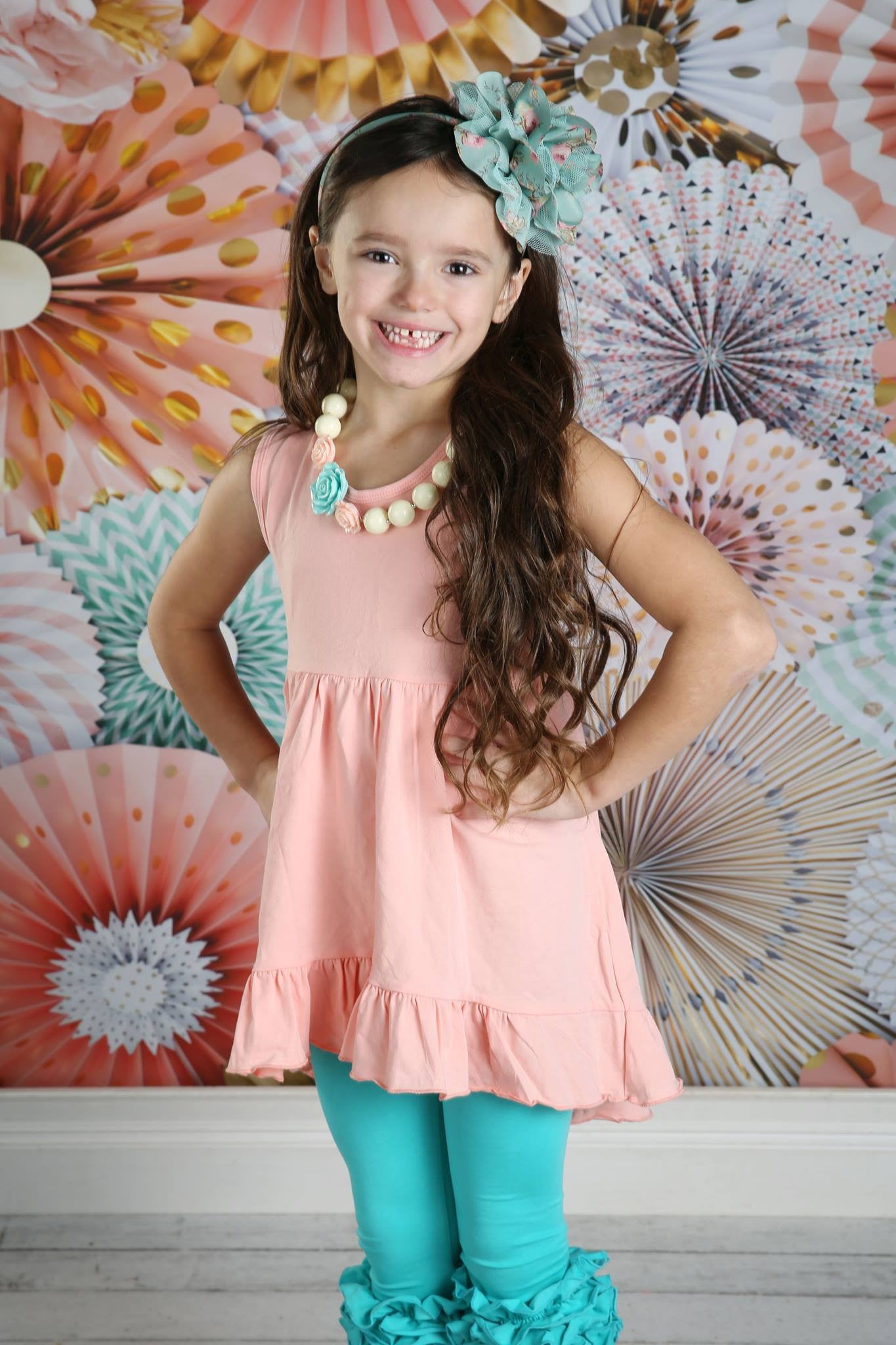 Haddie - Peach - Pearls and Piggytails