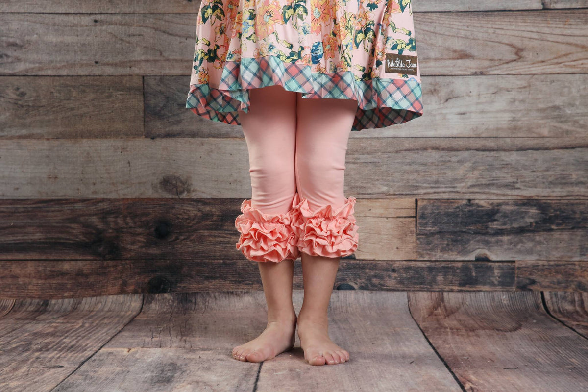 Capri Icing Leggings - Peach - Pearls and Piggytails