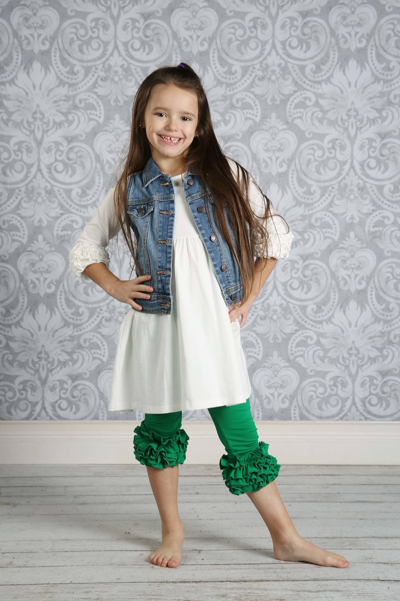 Capri Icing Leggings - Kelly - Pearls and Piggytails