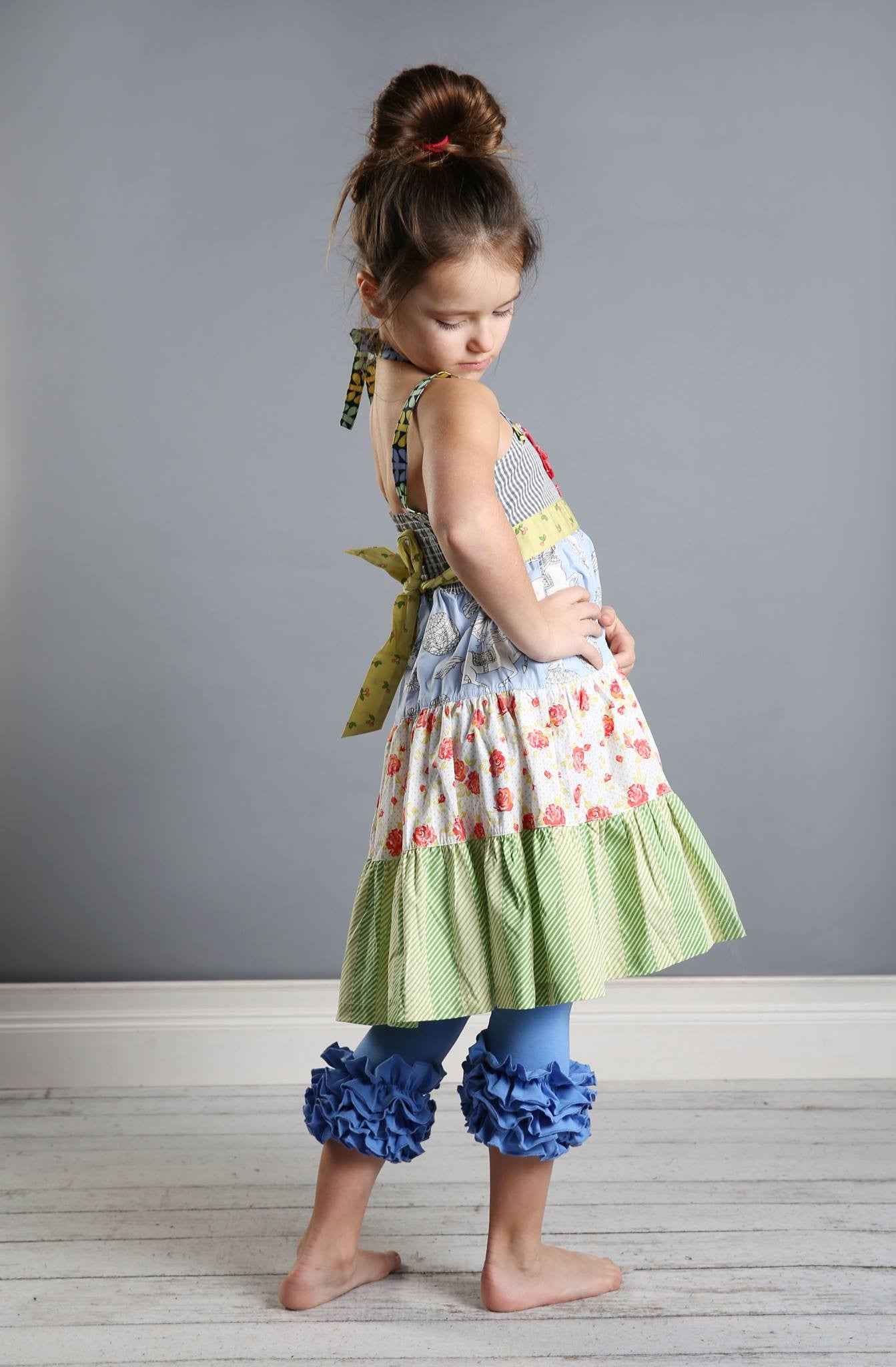 Capri Icing Leggings - Cornflower - Pearls and Piggytails