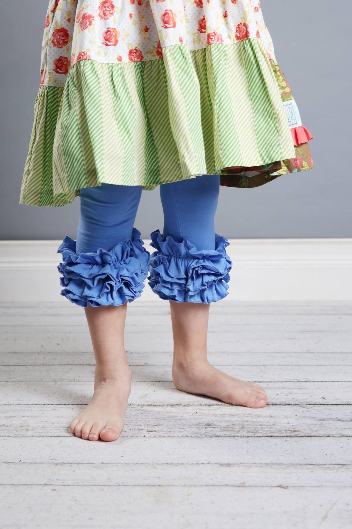 Capri Icing Leggings - Cornflower - Pearls and Piggytails