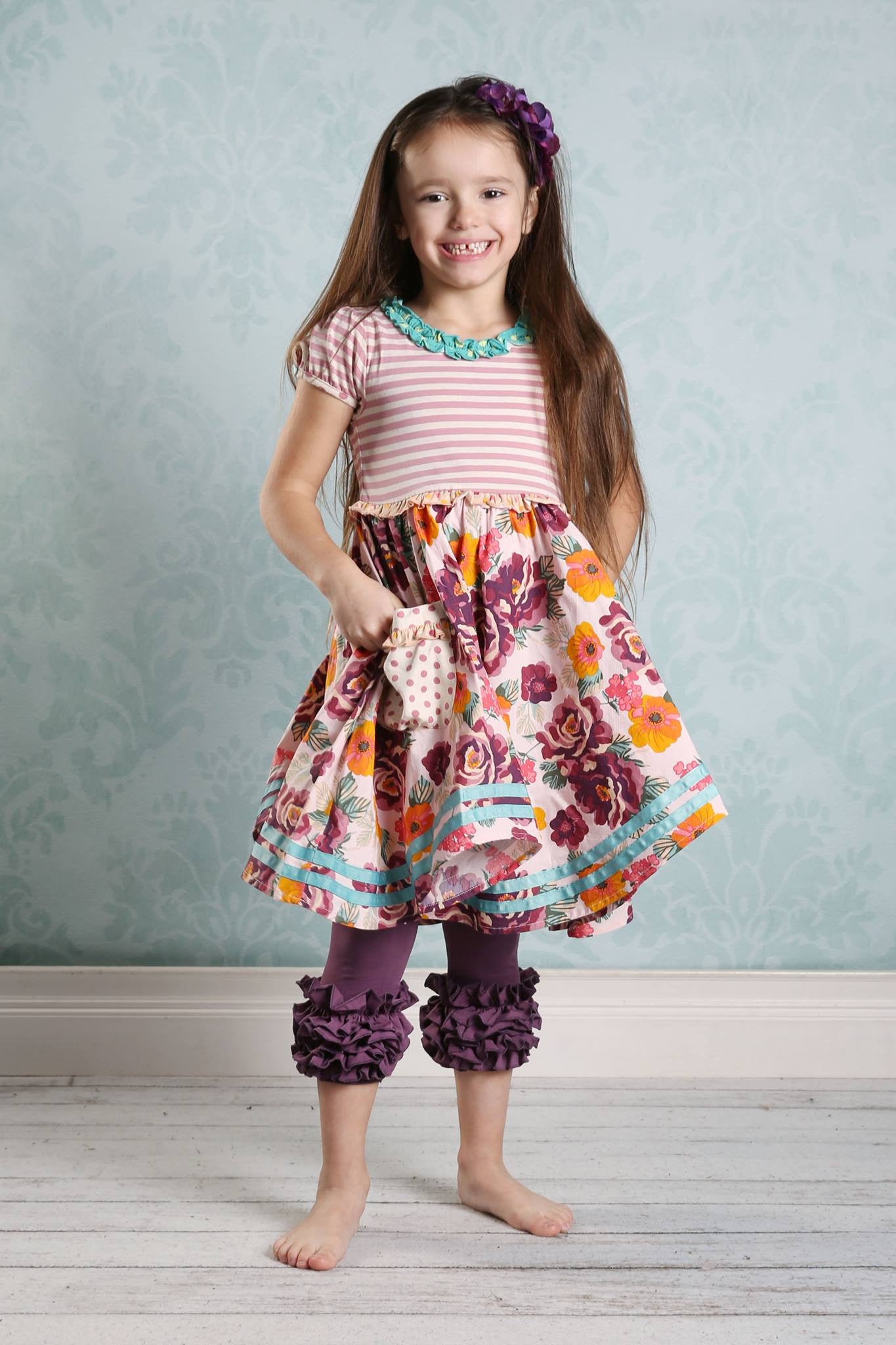 Capri Icing Leggings - Eggplant - Pearls and Piggytails