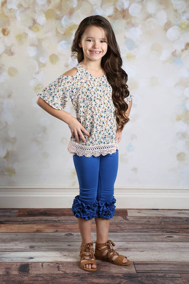 Capri Icing Leggings - Royal - Pearls and Piggytails