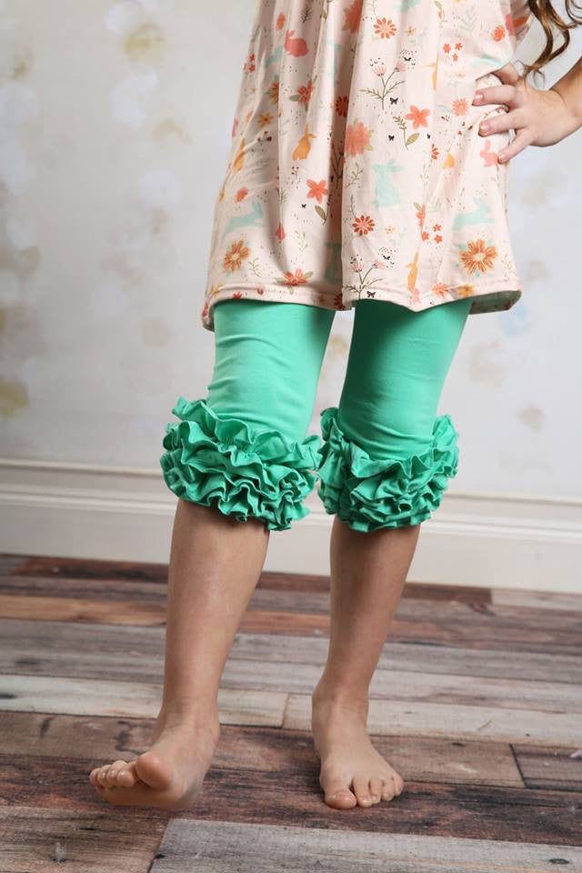 Capri Icing Leggings - Dark Mint - Pearls and Piggytails