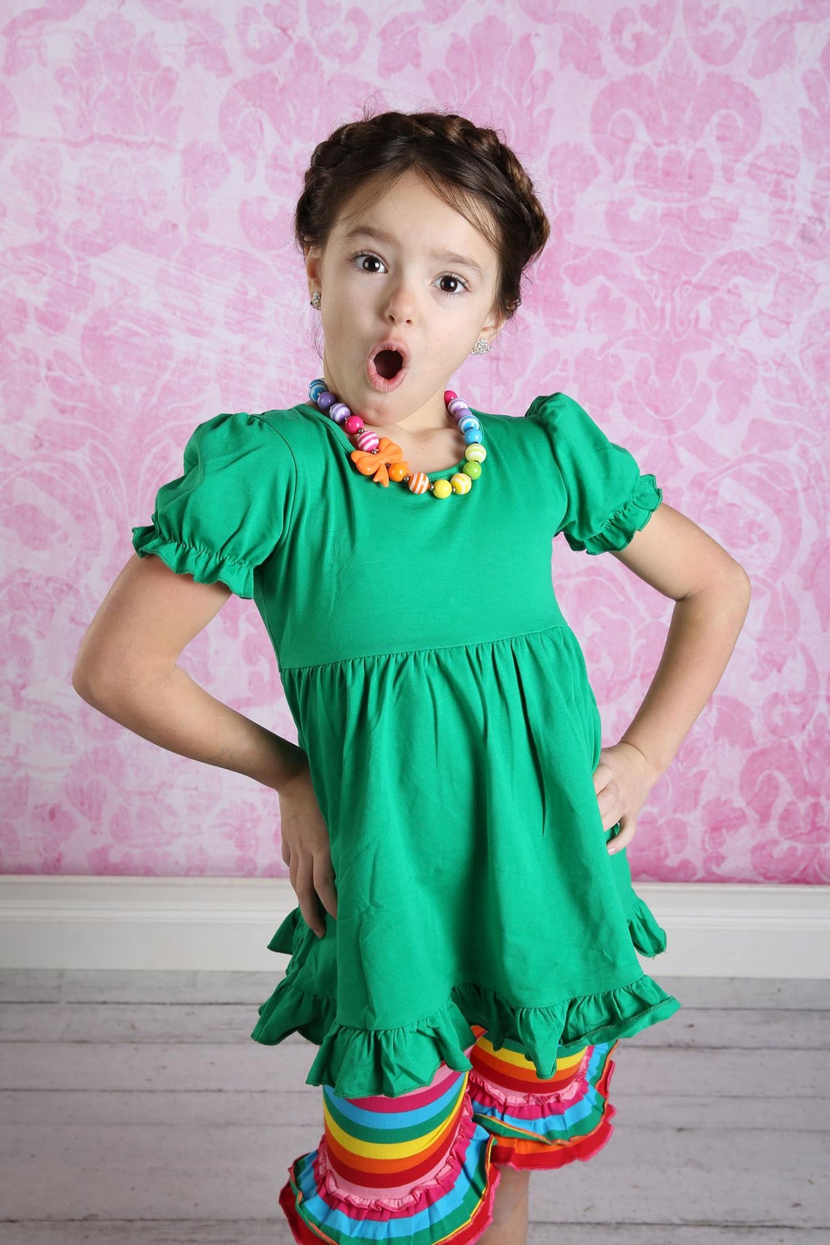 Ruffle Shortie - Rainbow - Pearls and Piggytails