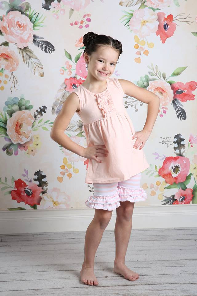 Ruffle Shortie - Frost Stripe - Pearls and Piggytails