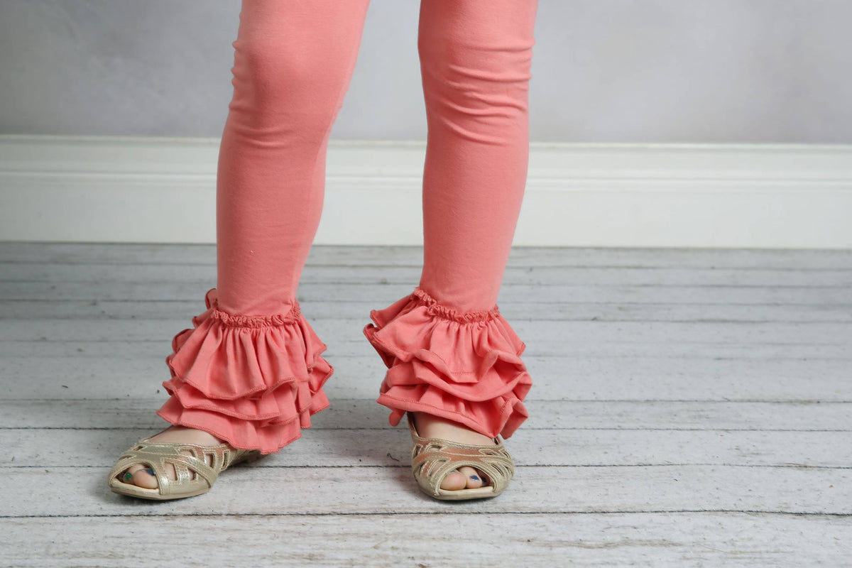 Bella Triple Ruffle Pants - Salmon - Pearls and Piggytails