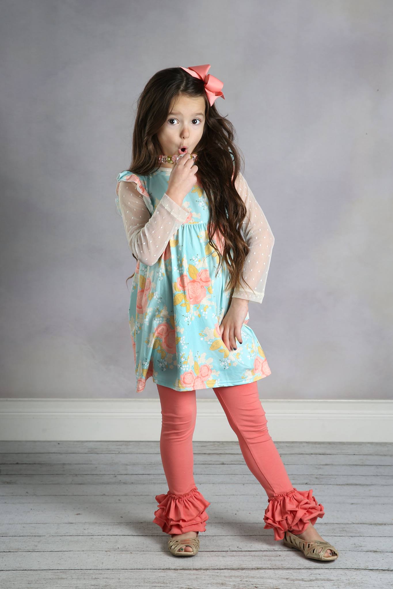 Bella Triple Ruffle Pants - Salmon - Pearls and Piggytails