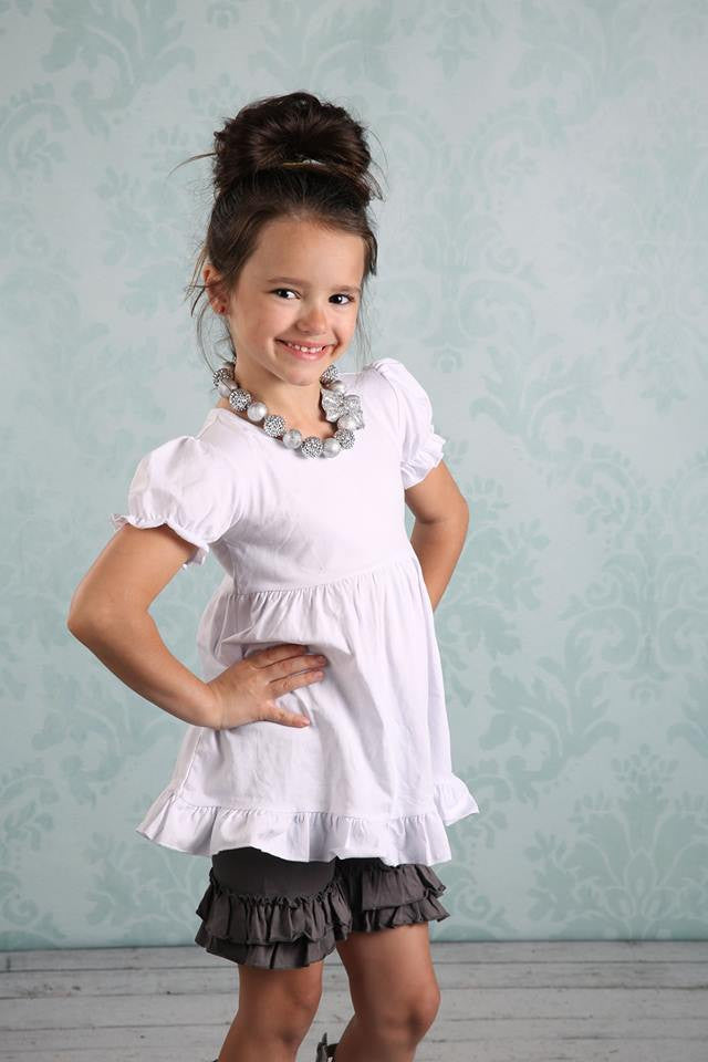 Ruffle Shortie - Grey - Pearls and Piggytails