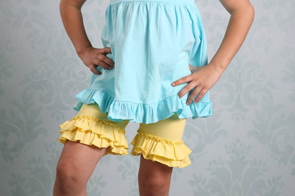 Ruffle Shortie - Light Yellow - Pearls and Piggytails