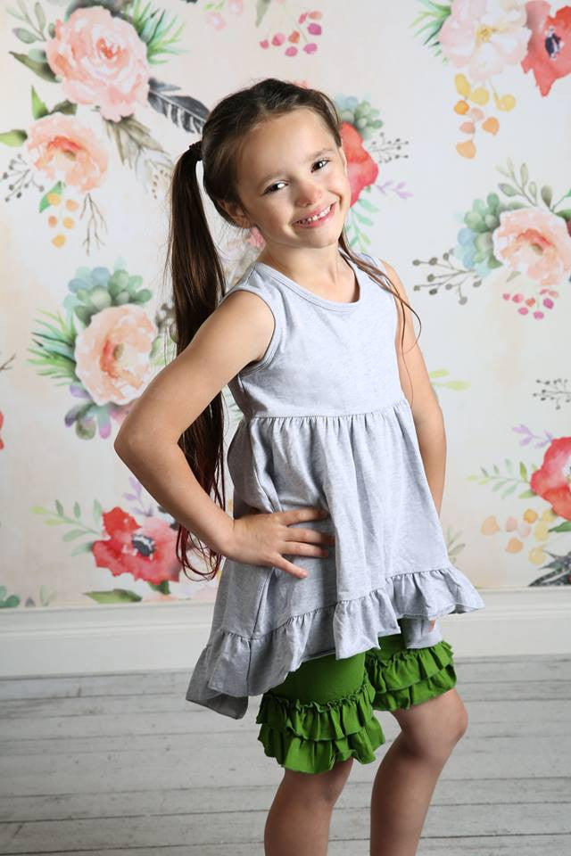 Ruffle Shortie - Seaweed - Pearls and Piggytails