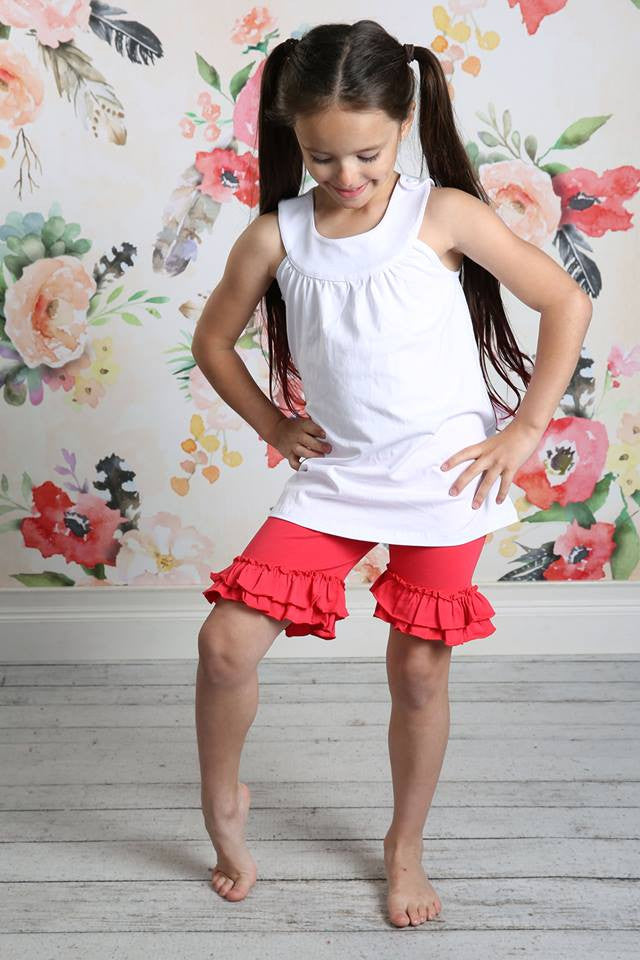 Ruffle Shortie - Strawberry - Pearls and Piggytails