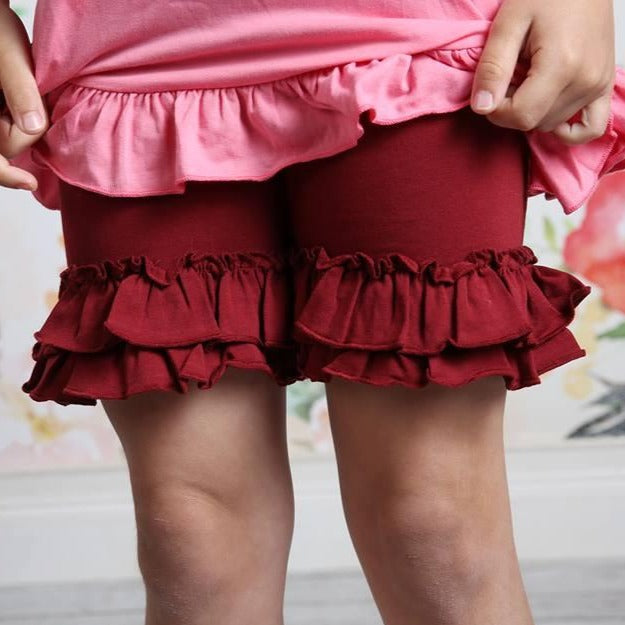 Ruffle Shortie - Wine - Pearls and Piggytails