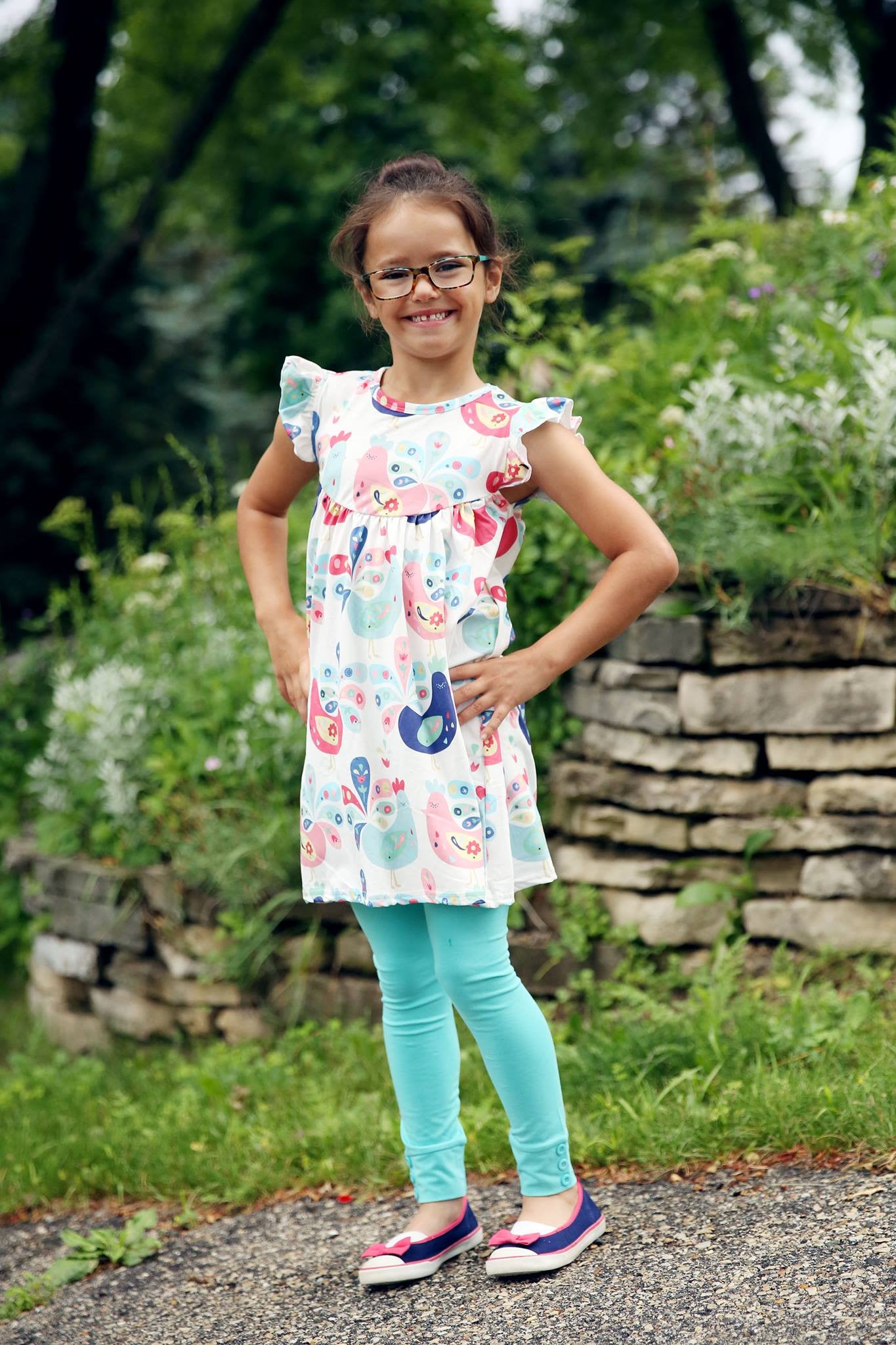 Sutton Button Leggings - Tiffany - Pearls and Piggytails