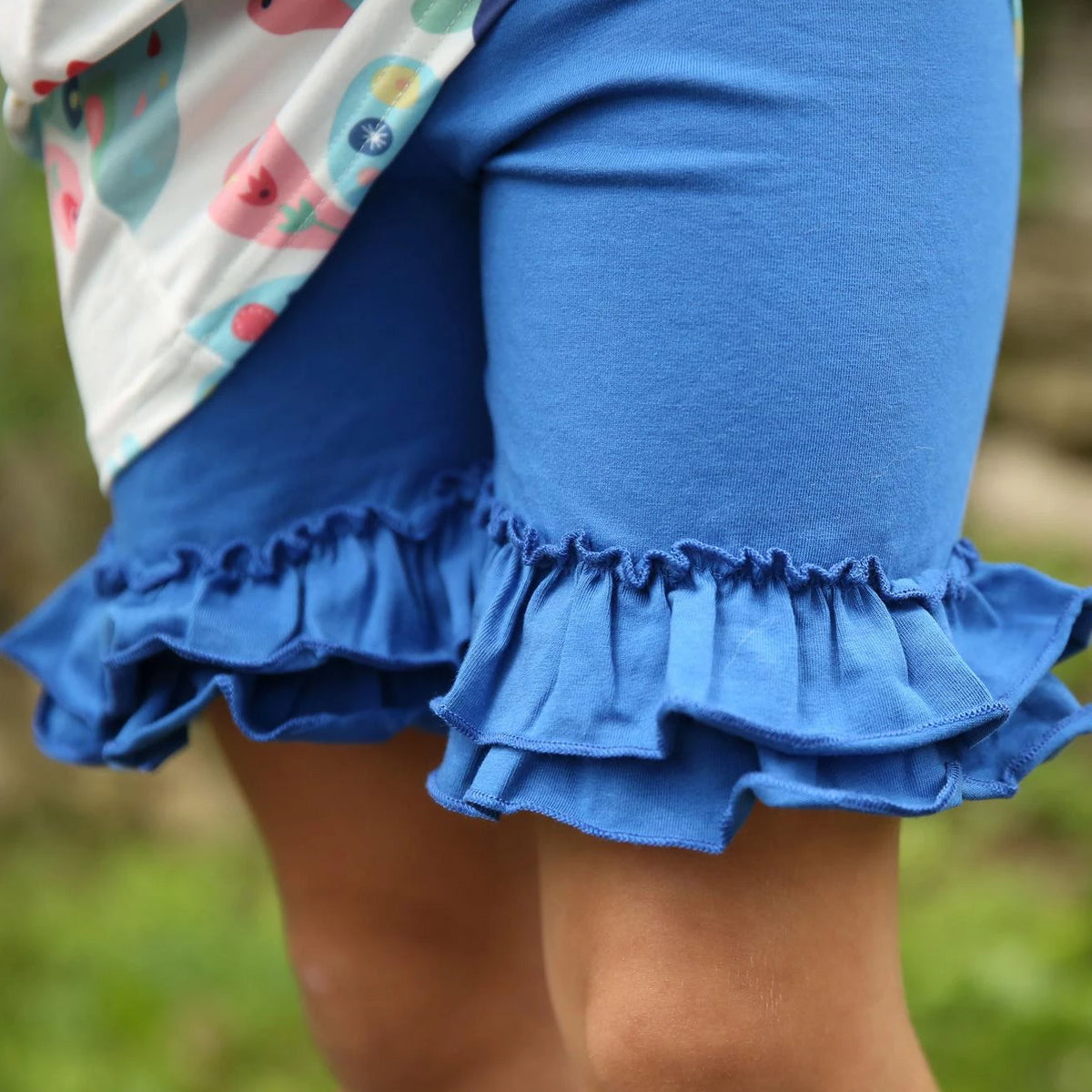 Ruffle Shortie - Cornflower - Pearls and Piggytails