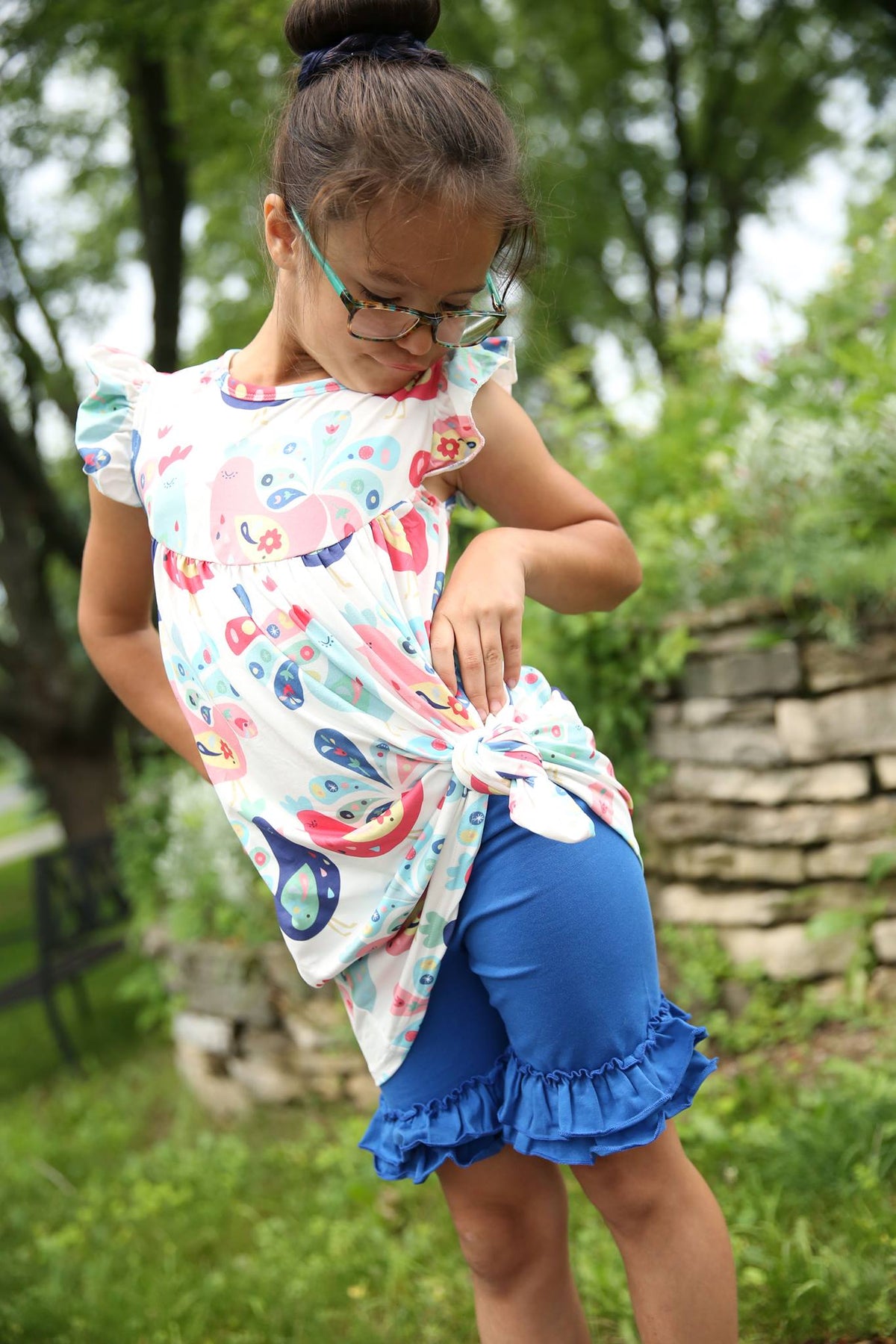 Ruffle Shortie - Royal - Pearls and Piggytails