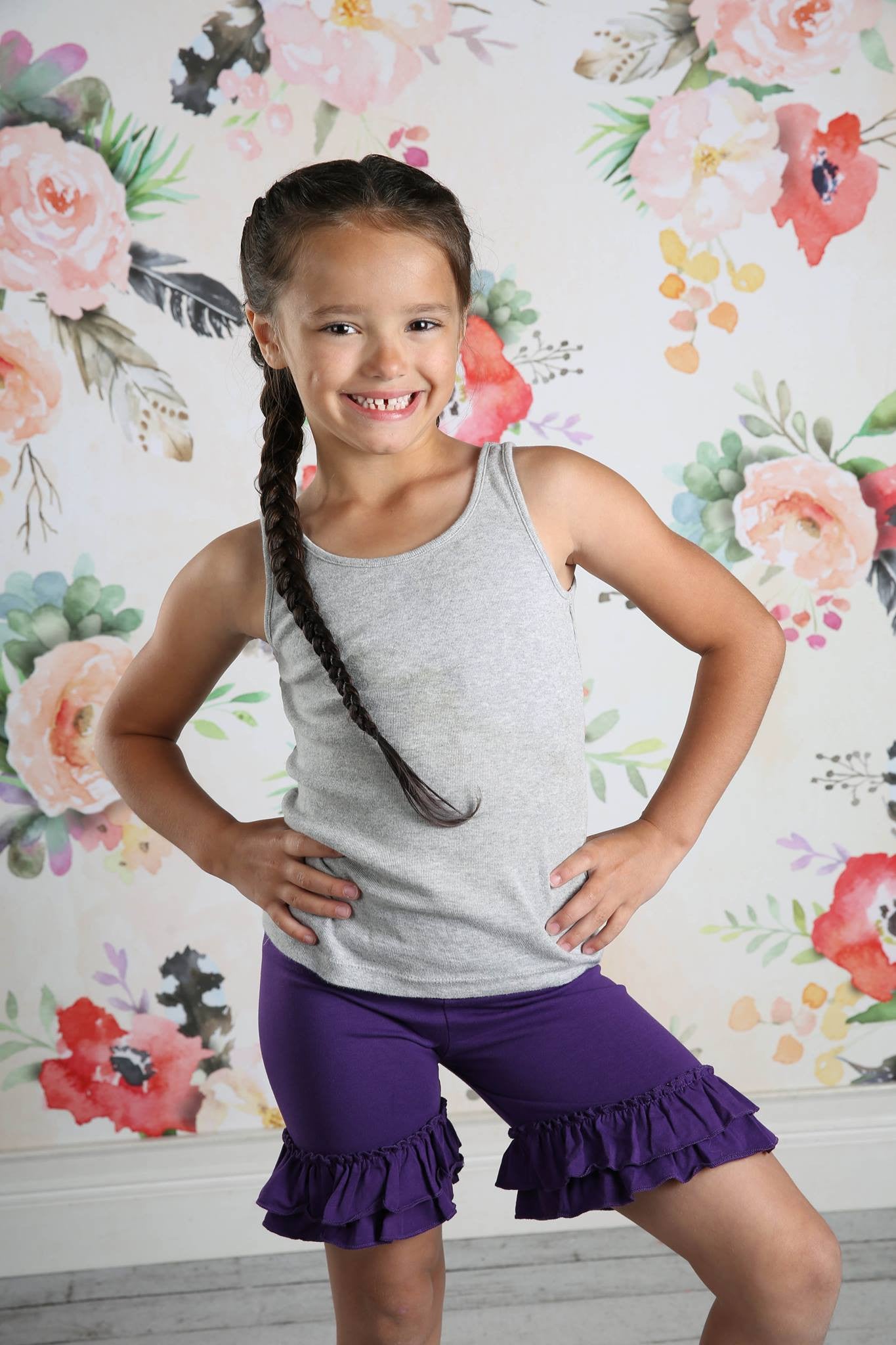 Ruffle Shortie - Raisin - Pearls and Piggytails