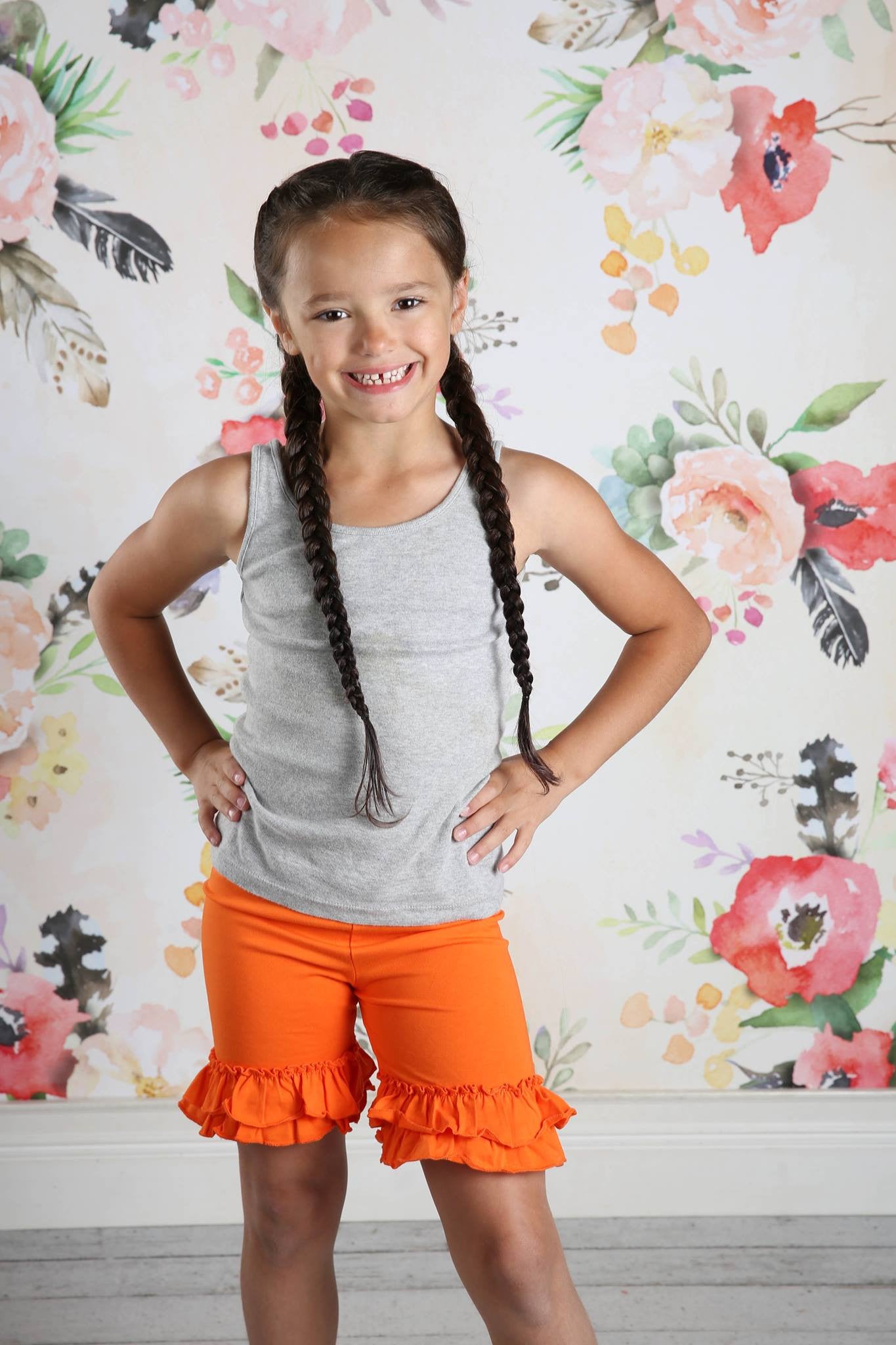 Ruffle Shortie - Orange - Pearls and Piggytails