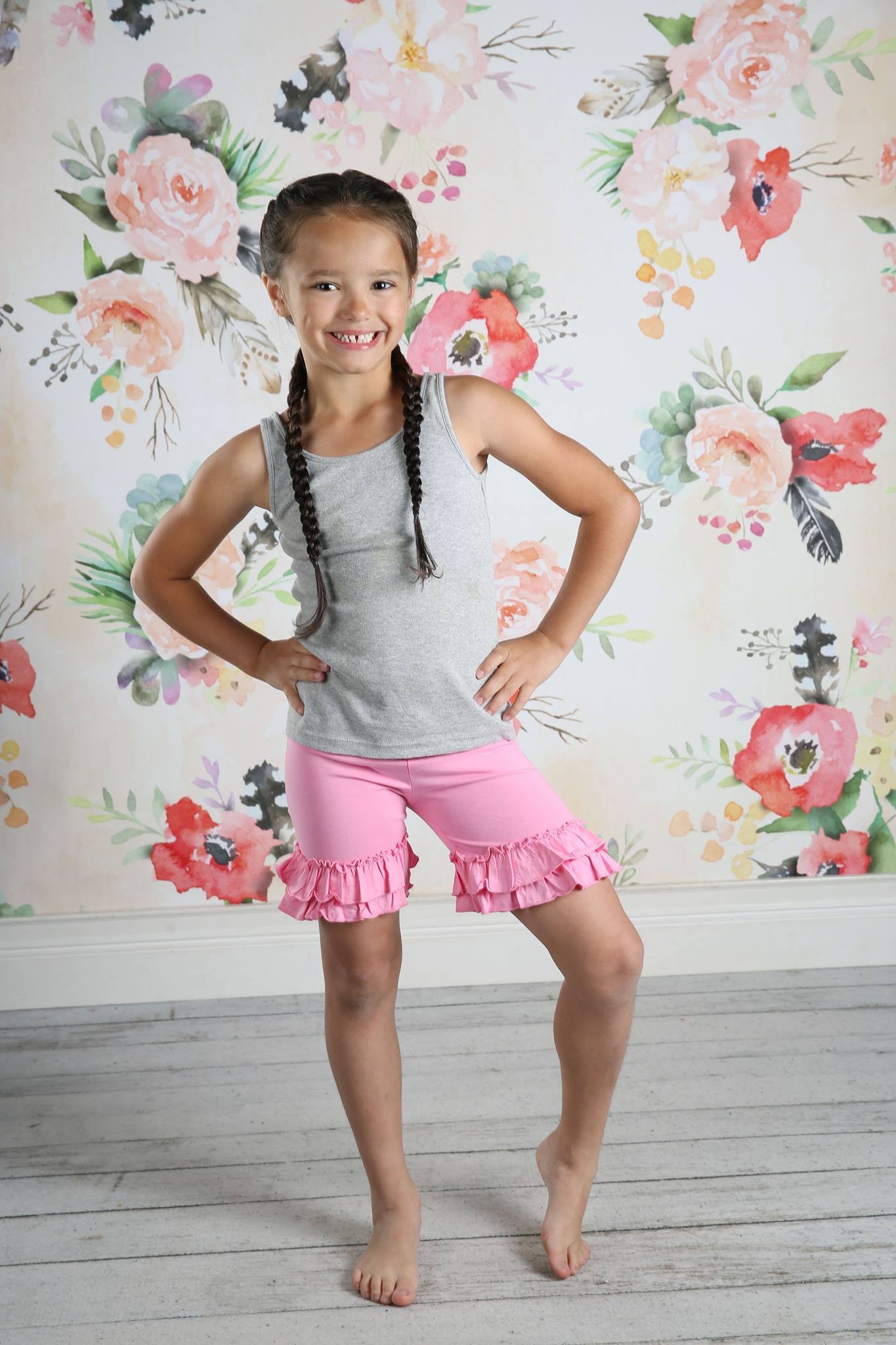 Ruffle Shortie - Pink - Pearls and Piggytails