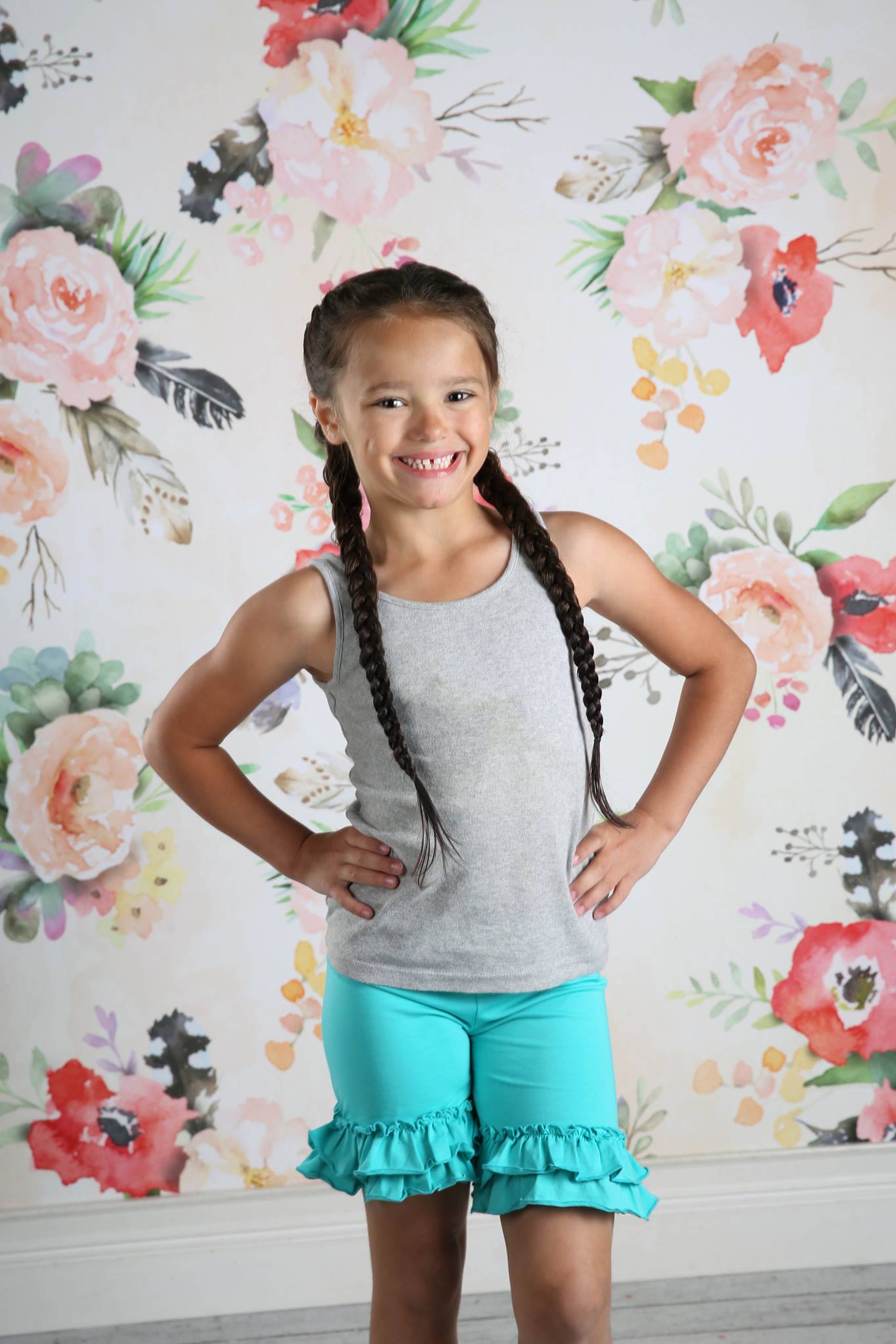 Ruffle Shortie - Seamist - Pearls and Piggytails