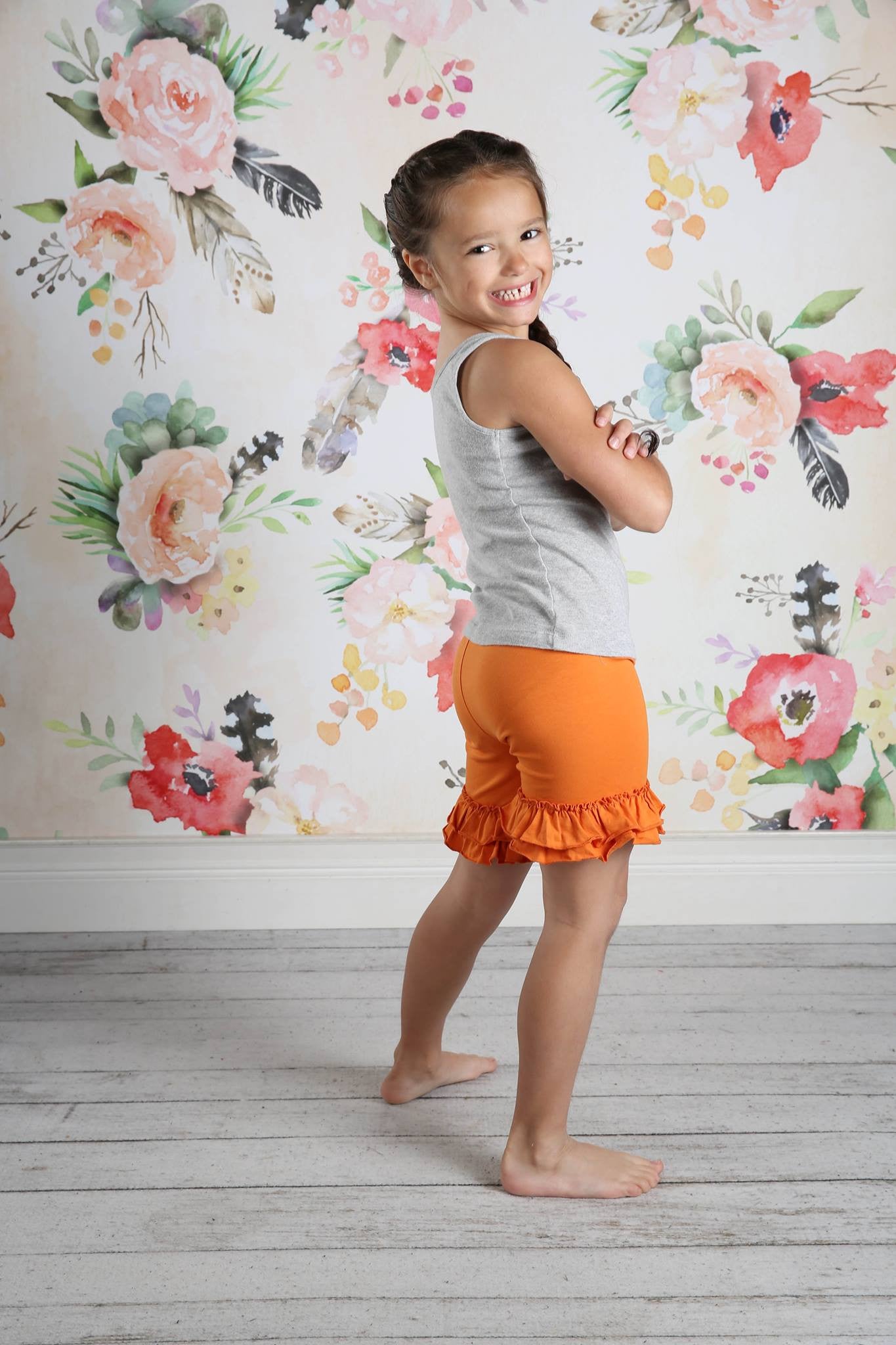 Ruffle Shortie - Pumpkin - Pearls and Piggytails