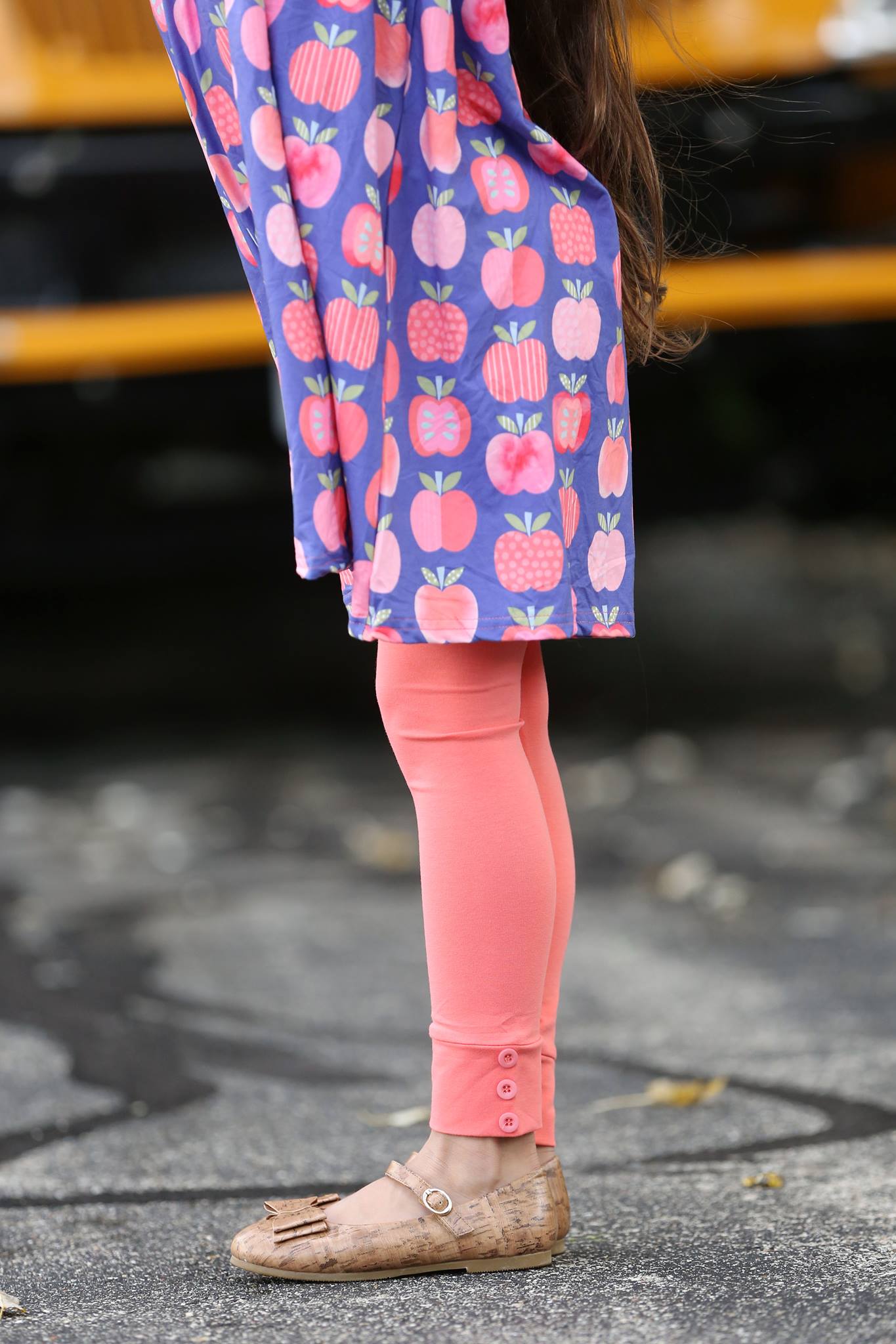 Sutton Button Leggings - Coral - Pearls and Piggytails