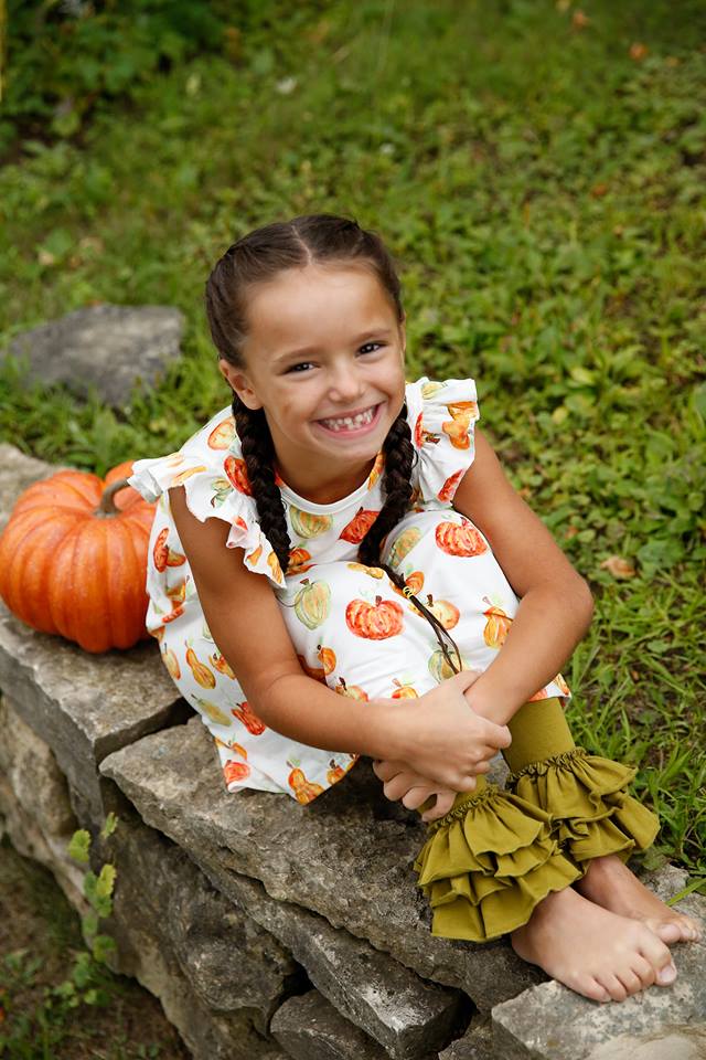 Bella Triple Ruffle Pants Herb Pearls and Piggytails