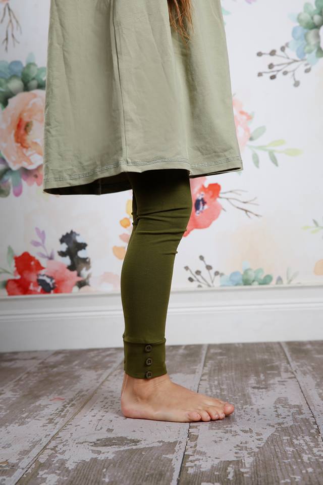 PREORDER Sutton Button Leggings - Moss - Pearls and Piggytails