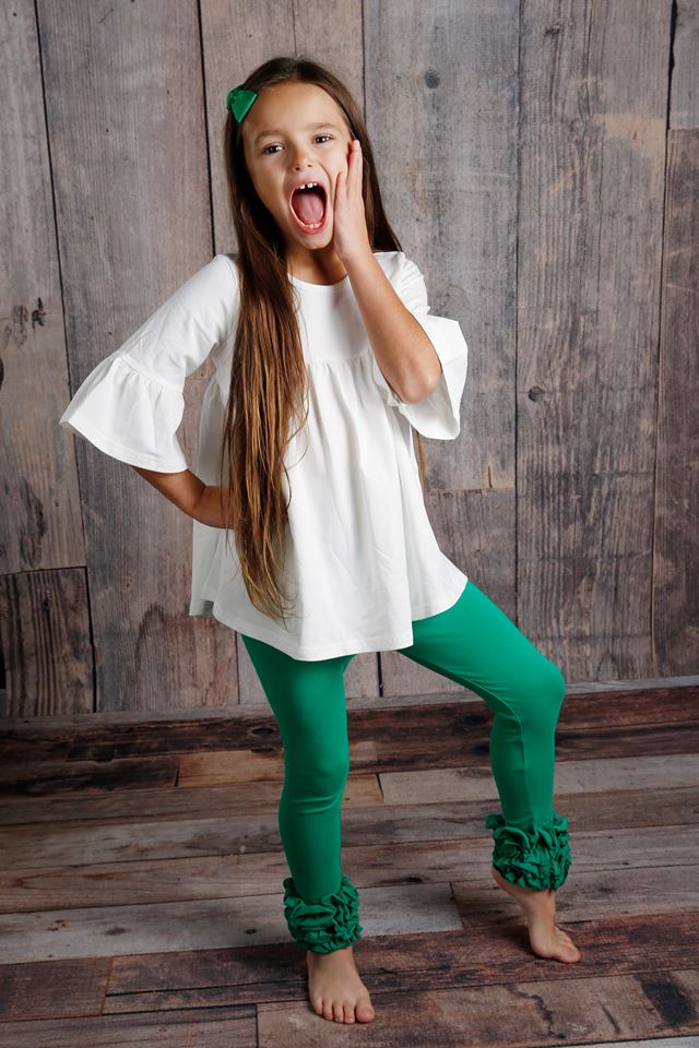 Icing Ruffle Leggings - Emerald