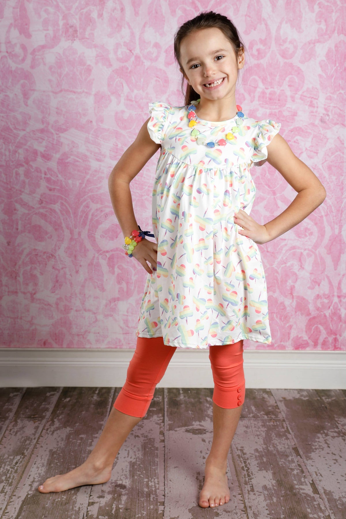 Capri Sutton Button Leggings - Coral