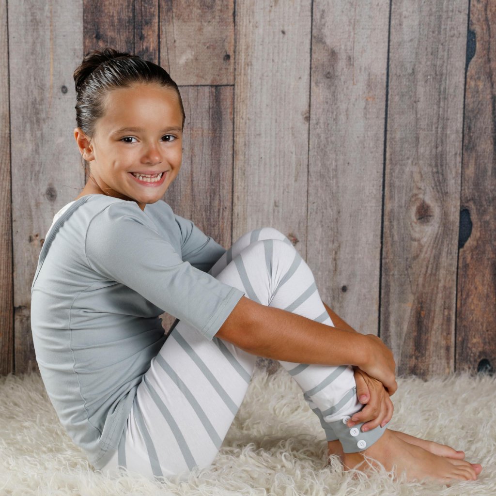 Sutton Button Leggings - Sage Stripe
