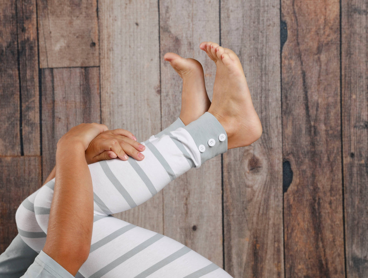 Sutton Button Leggings - Sage Stripe