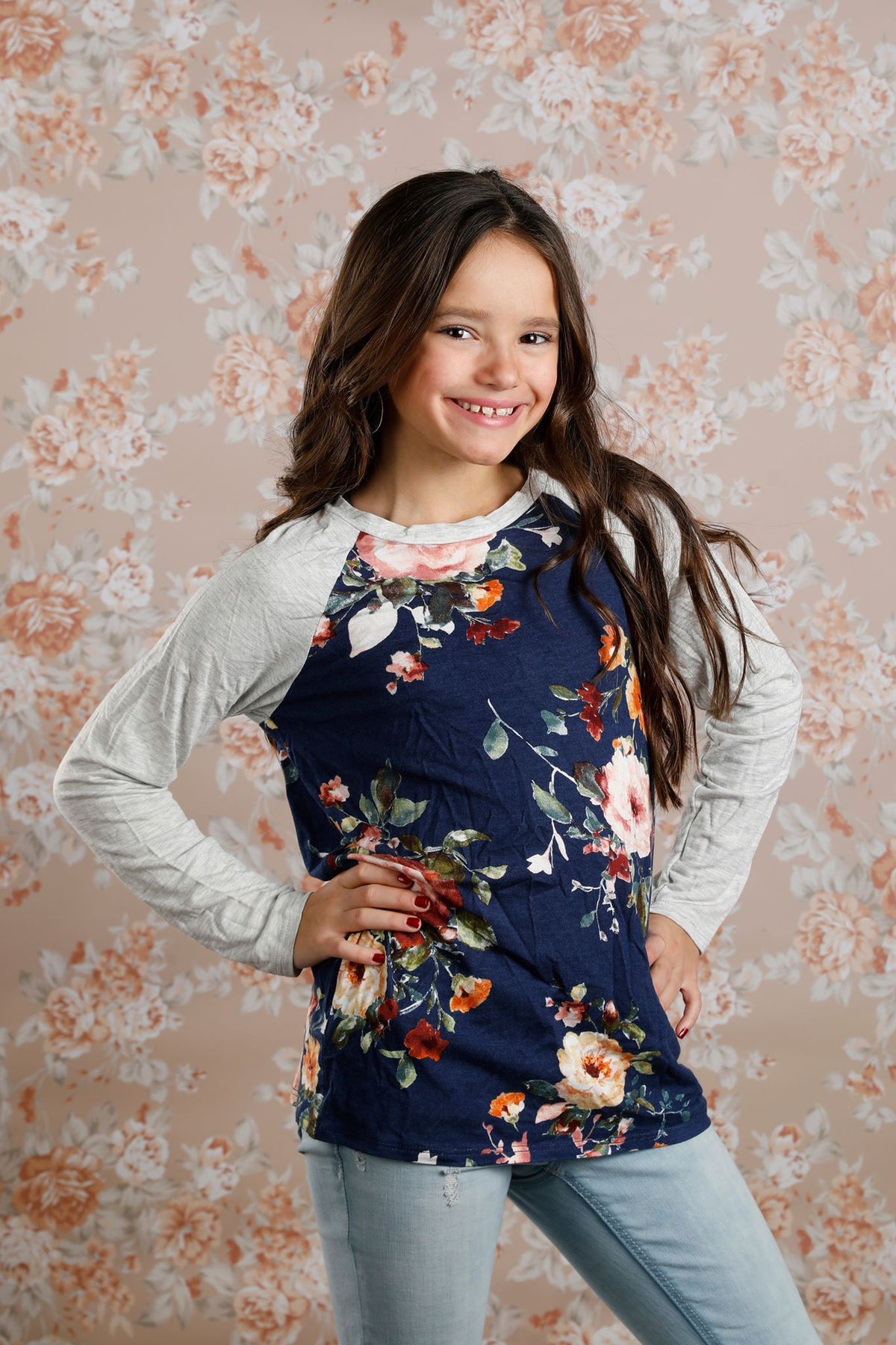 W&amp;W Floral Round Neck Top - 2 Colors