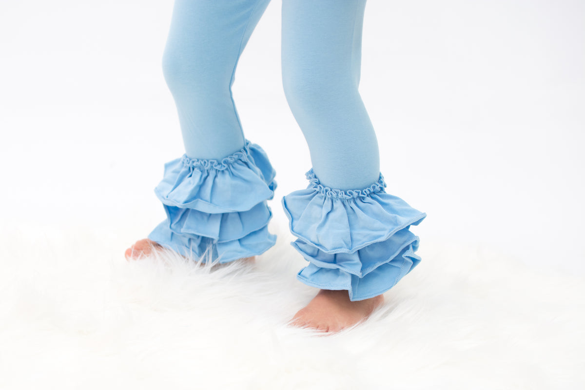 Bella Triple Ruffle Pants - Light Blue