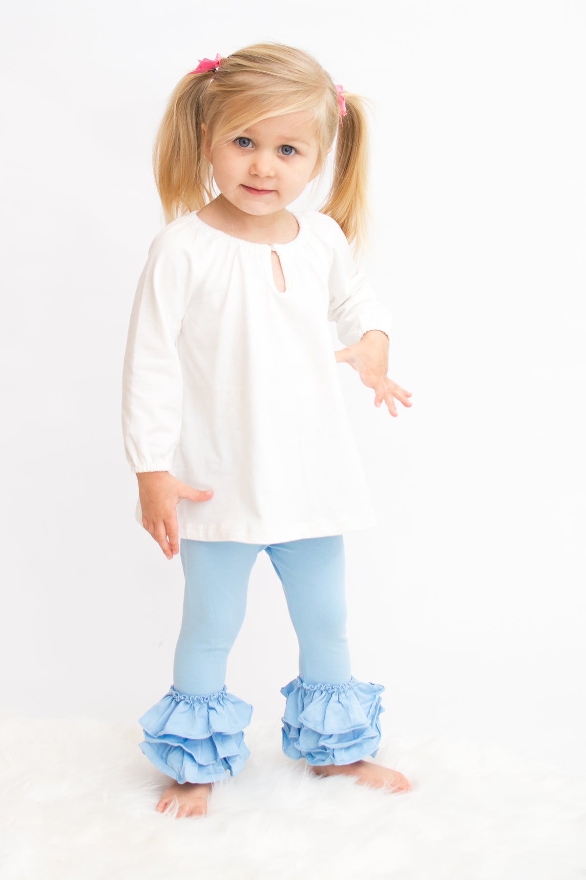 Bella Triple Ruffle Pants - Light Blue