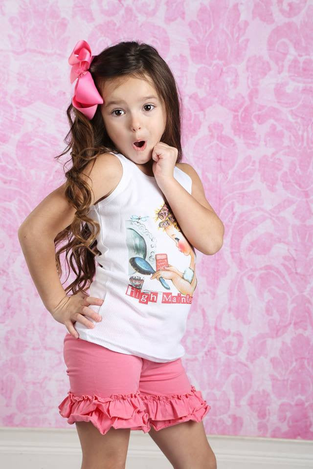 Ruffle Shortie - Bubblegum - Pearls and Piggytails