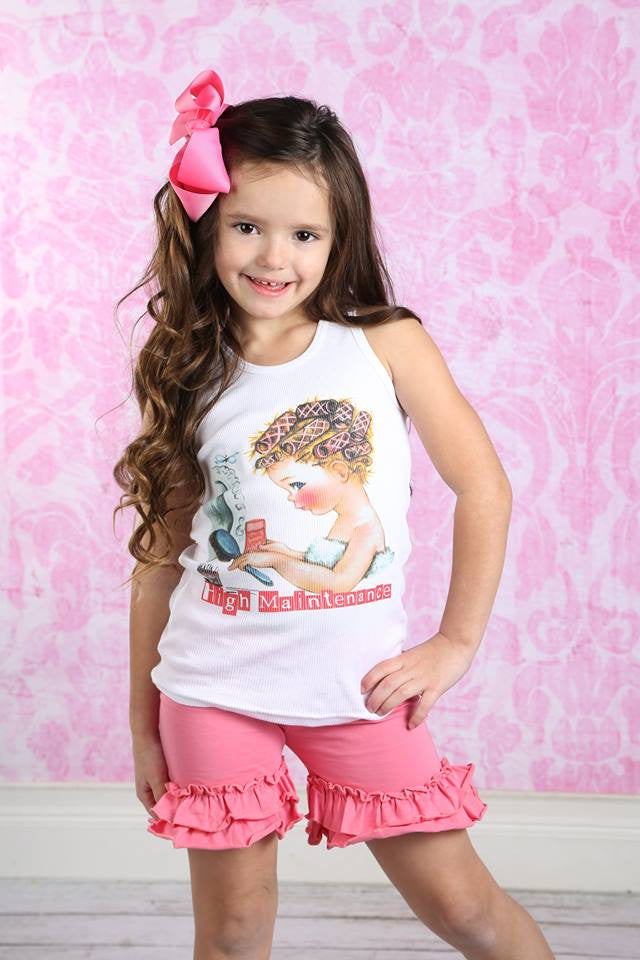 Ruffle Shortie - Bubblegum - Pearls and Piggytails