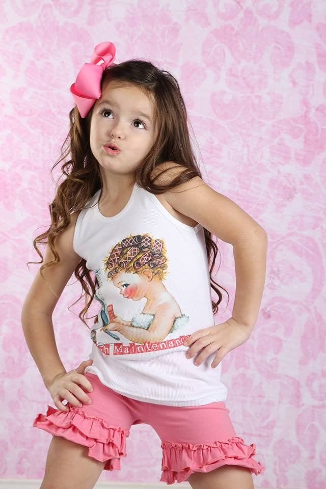 Ruffle Shortie - Bubblegum - Pearls and Piggytails