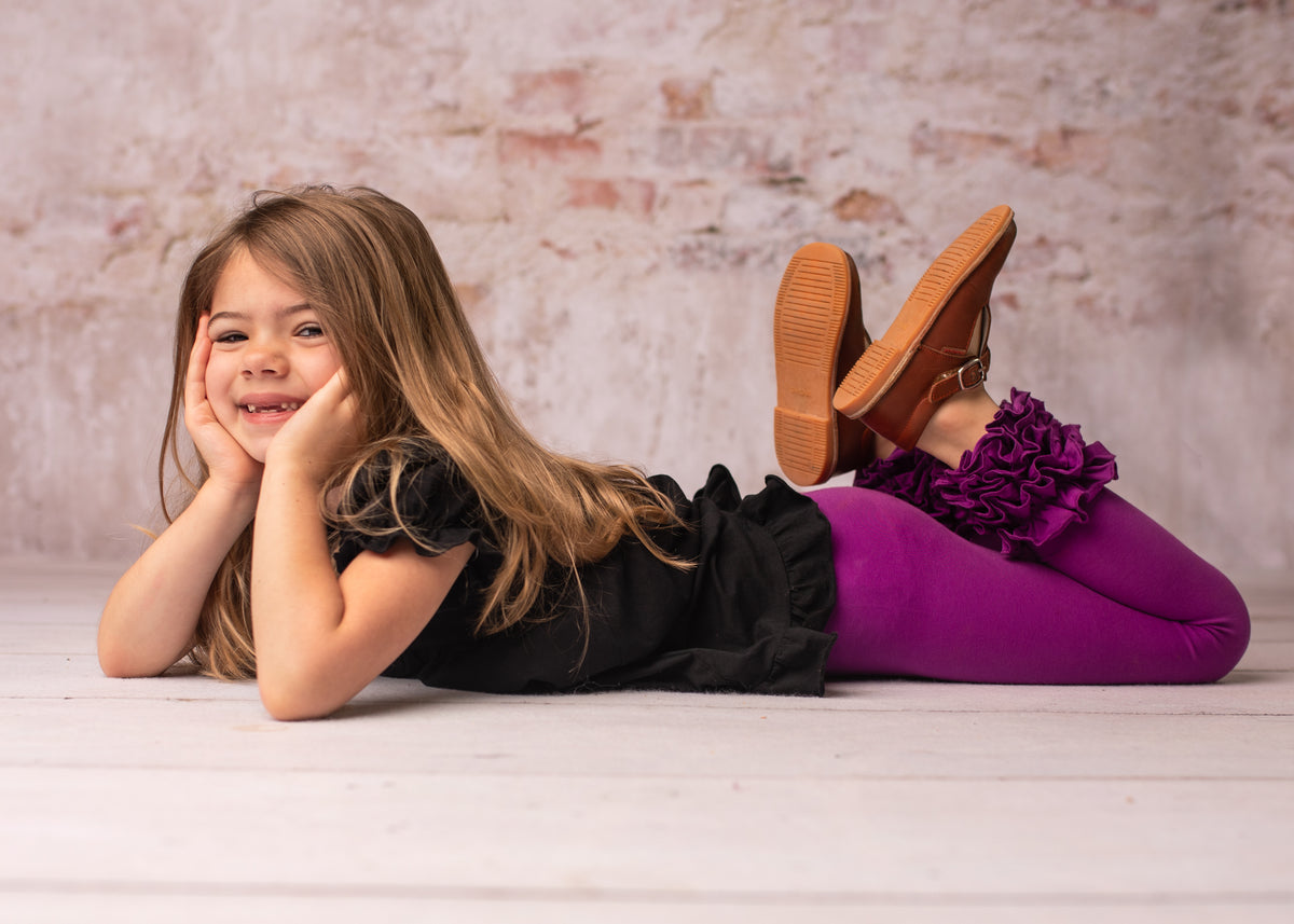 Icing Ruffle Leggings - Plum