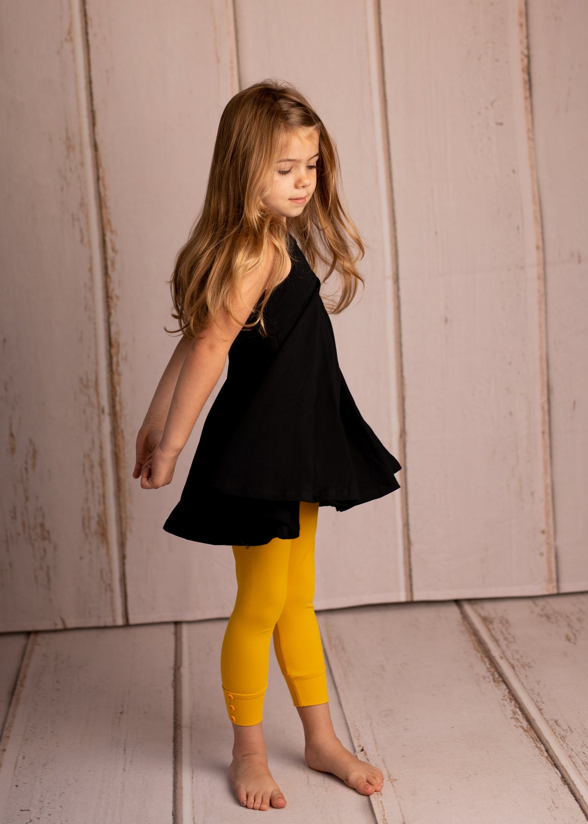 Capri Sutton Button Leggings - Mustard