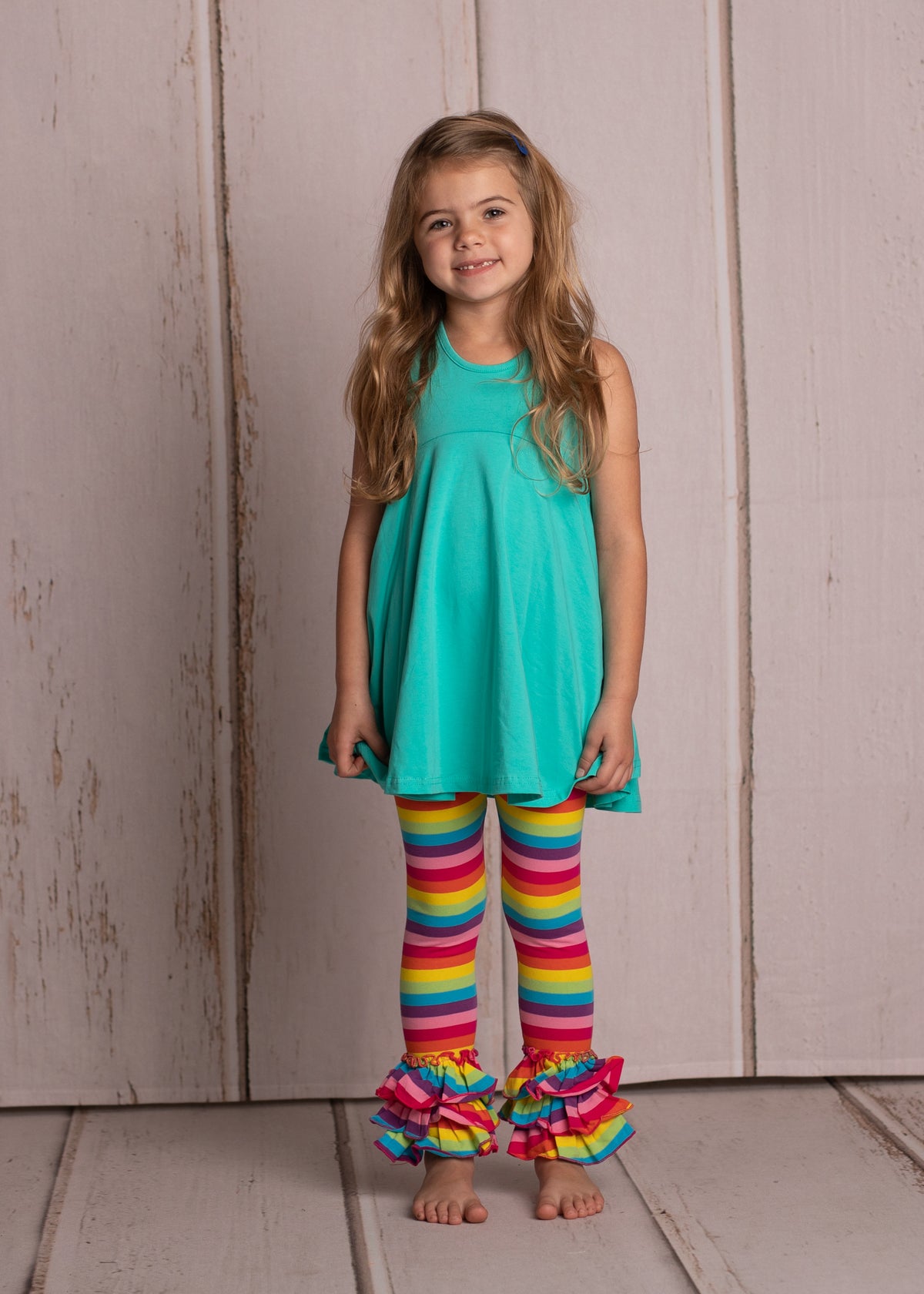 Bella Triple Ruffle Pants - Rainbow
