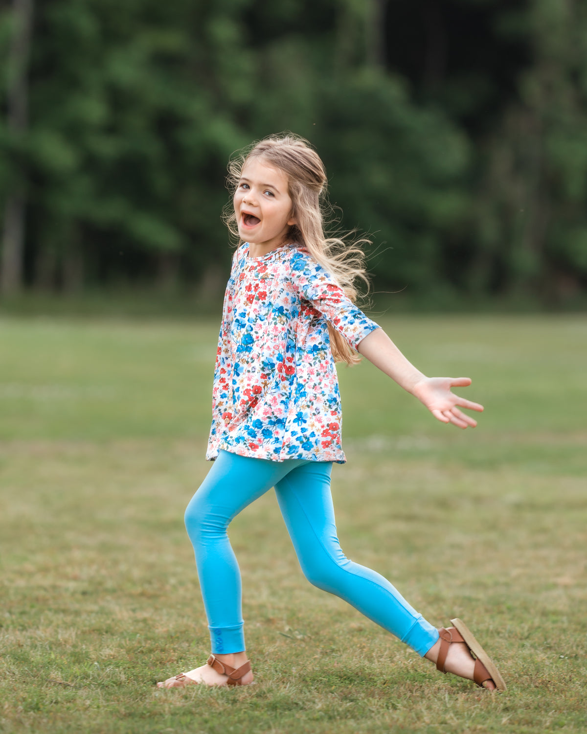 Sutton Button Leggings - Light Blue