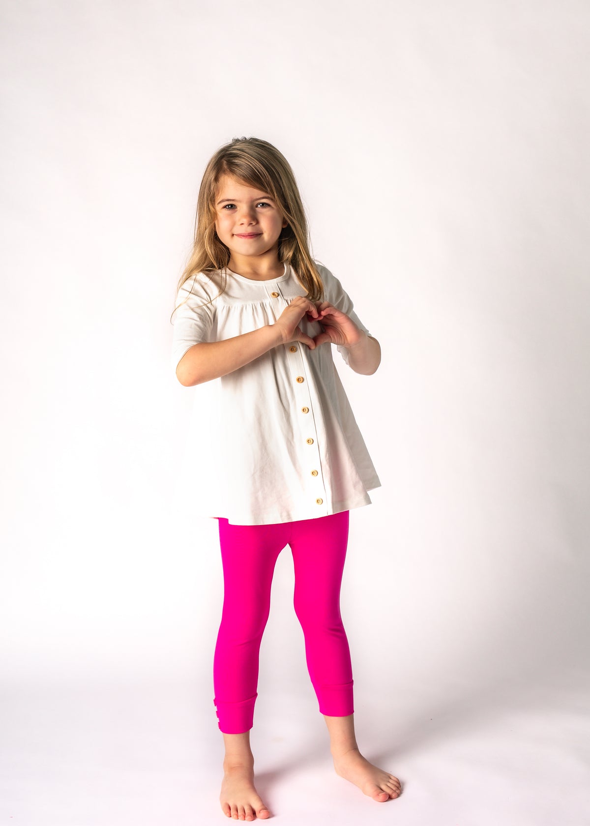 Capri Sutton Button Leggings - Hot Pink