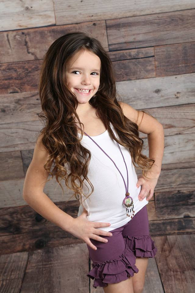 Ruffle Shortie - Eggplant - Pearls and Piggytails