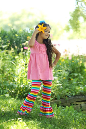 Rainbow ruffle pants hotsell