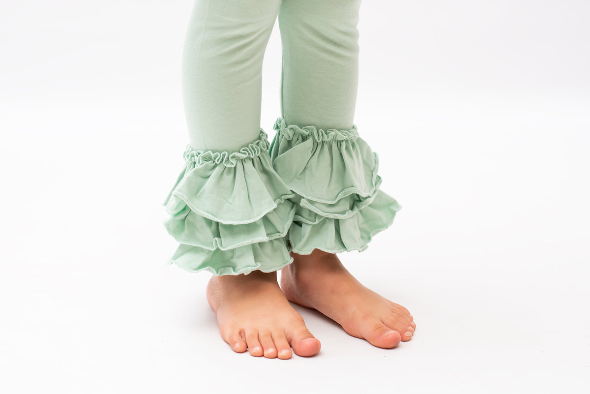 Bella Triple Ruffle Pants - Green Lilly