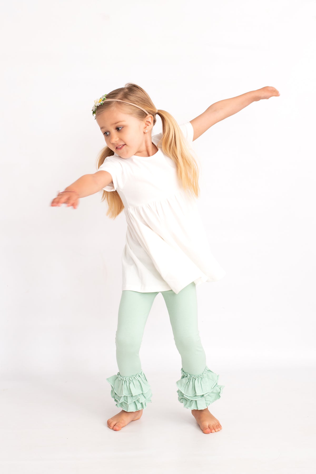 Bella Triple Ruffle Pants - Green Lilly