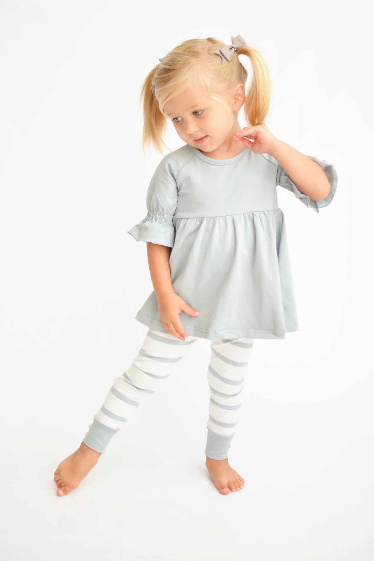 Sutton Button Leggings - Sage Stripe