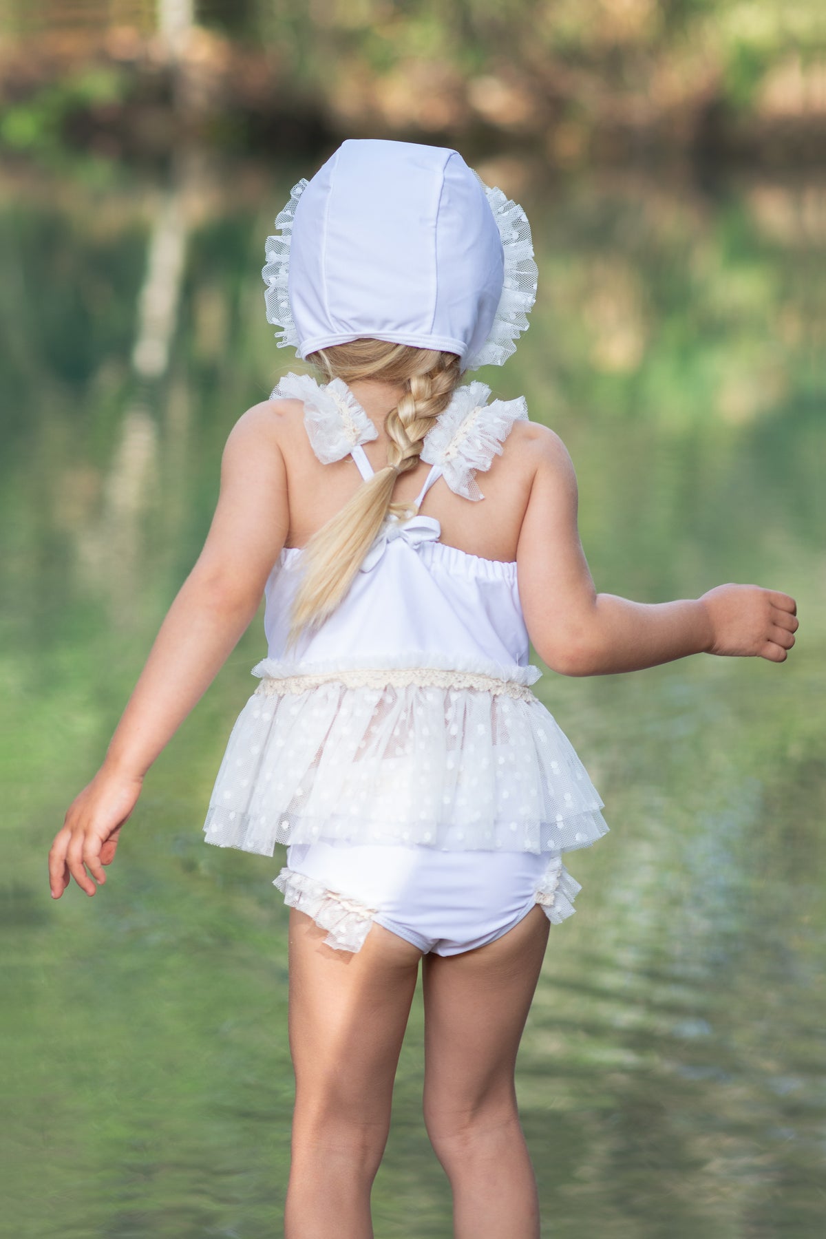 Lace Peplum Swimsuit - Off White